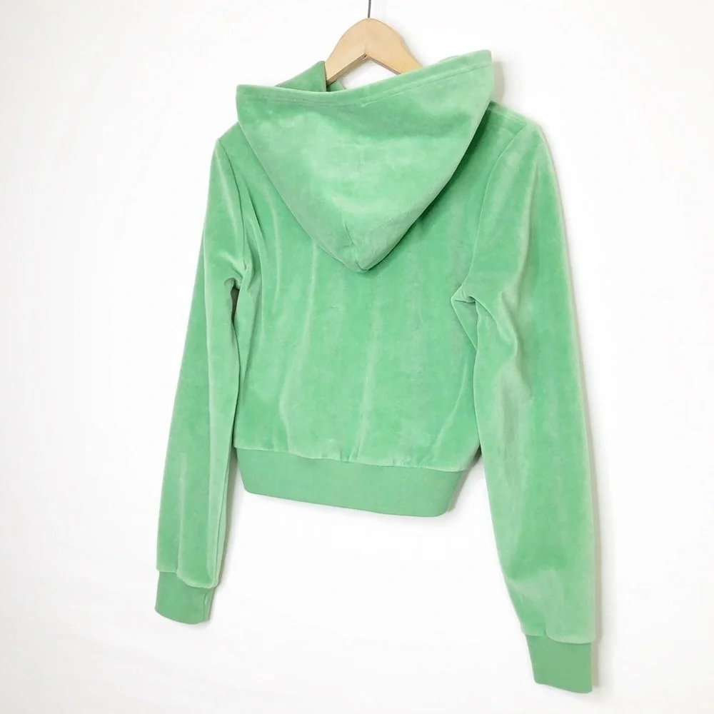 TNA Green velour zip front hoodie